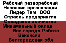 Рабочий-разнорабочий › Название организации ­ Лидер Тим, ООО › Отрасль предприятия ­ Складское хозяйство › Минимальный оклад ­ 14 000 - Все города Работа » Вакансии   . Белгородская обл.